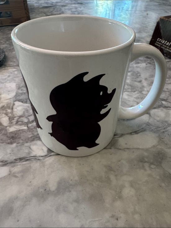 wonder Mugs Other - White Ceramic Mug color changing, black, pig Silhouette into flying pigs